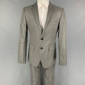 LOVE MOSCHINO Size 40 Black Grey Nailhead Cotton Blend Notch Lapel Suit